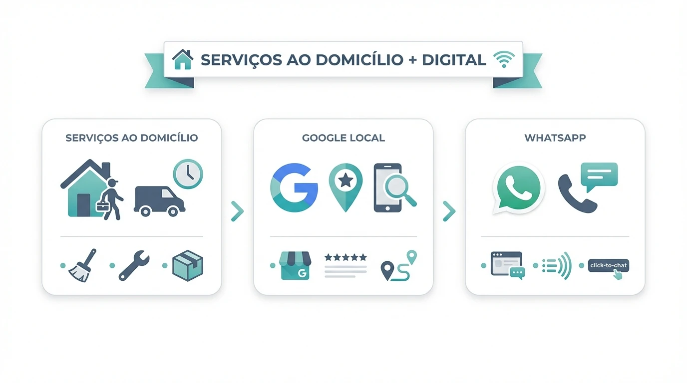 Infografia sobre marketing digital para eletricistas e canalizadores: Google local, WhatsApp, anuncios e reputacao.